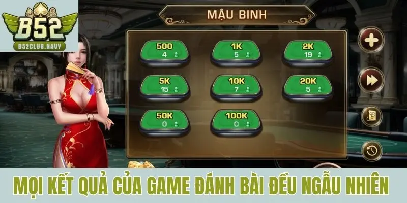 Mọi kết quả của game đánh bài đều ngẫu nhiên 