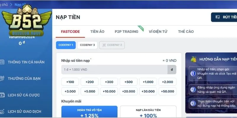 Nắm rõ điều kiện nạp tiền B52club để giao dịch an toàn